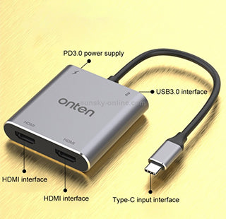 (4 in 1) Onten OTN-9175K Type C to Dual HDMI Converter (4 in 1) Onten OTN-9175K Type C to Dual HDMI Converter